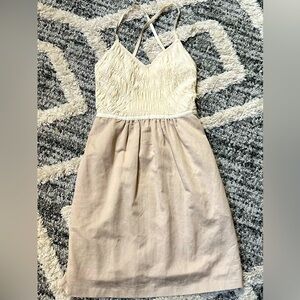 Banana Republic Cream and Tan Sundress with Pockets | 2P